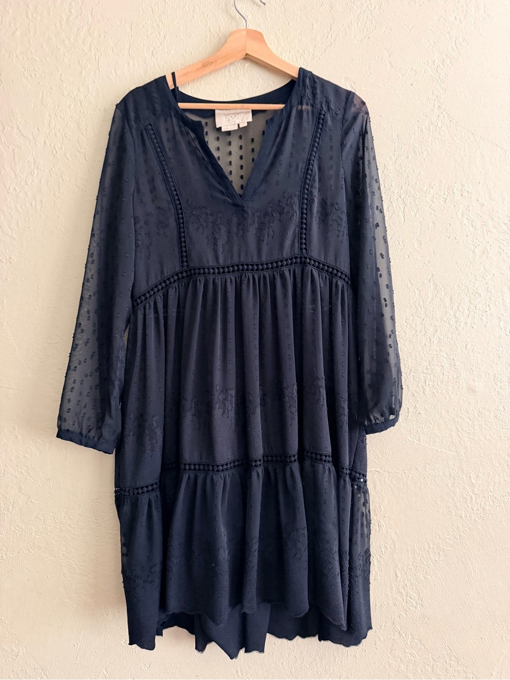 Black V-Neck Tiered Midi Dress